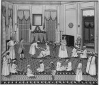Lady Impey giving instructions to her household staff, Calcutta, c.1775-1778, possibly by Shaikh Zai, Private Collection. &copy; Image provided courtesy of the Private Collection
