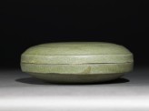 Greenware circular box and lid with floral decoration (EA1956.279)