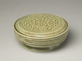 Greenware circular box and lid with floral design (EA1956.1215)