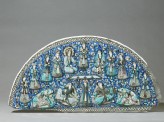 Semi-circular tile depicting Yusuf appearing before the women on Memphis (EA1965.169)