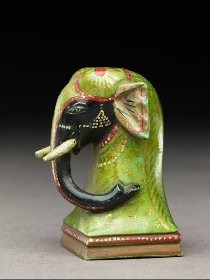Knight chess-piece in the form of an elephantside