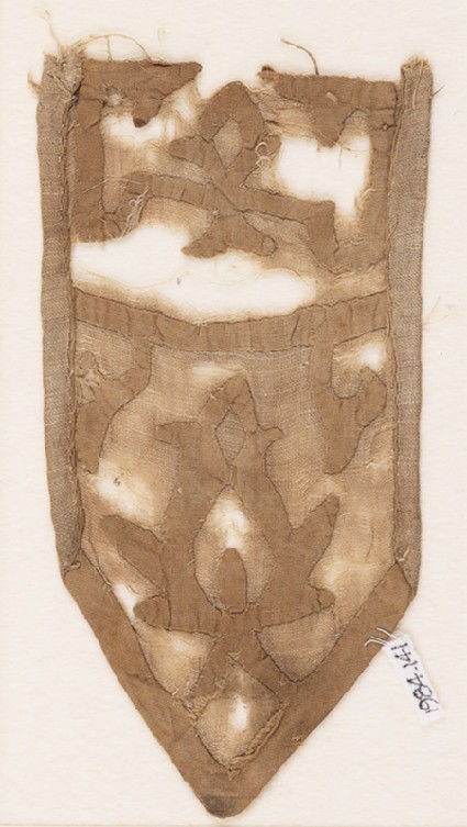Tab with a bud and flower, probably from an awningfront