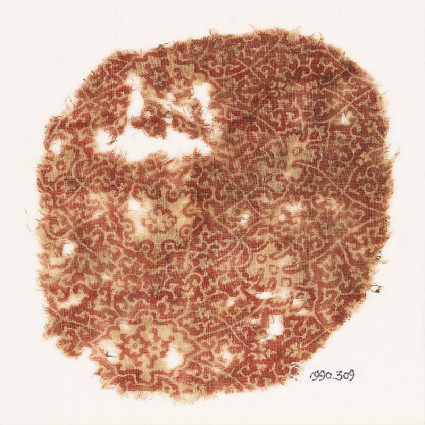 Textile fragment with tendrils and medallionsfront