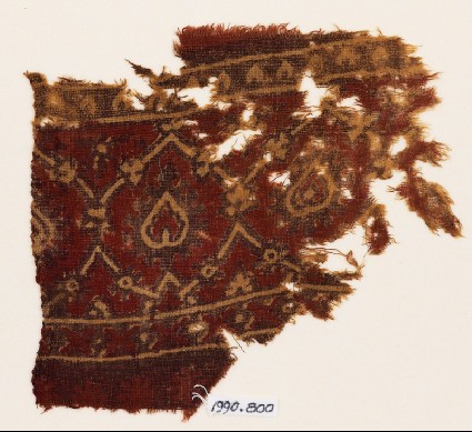 Textile fragment with interlacing tendrils and leavesfront
