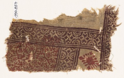 Textile fragment with tendrils and rosettesfront