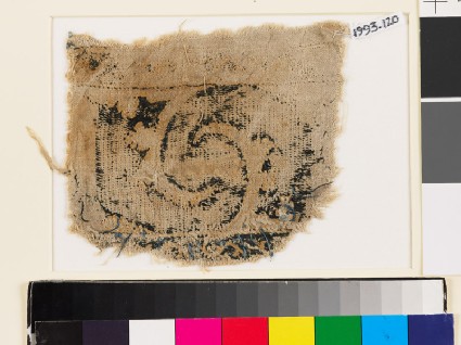 Textile fragment with curved leavesfront