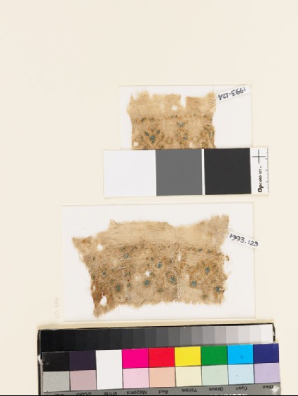 Textile fragment with stylized plants and leavesfront