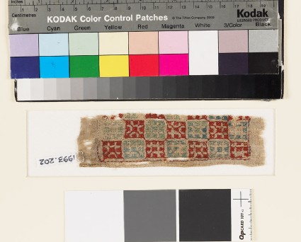 Textile fragment with squaresfront