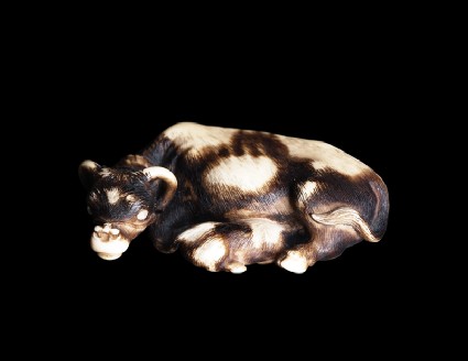 Netsuke in the form of a buffalo and calfside