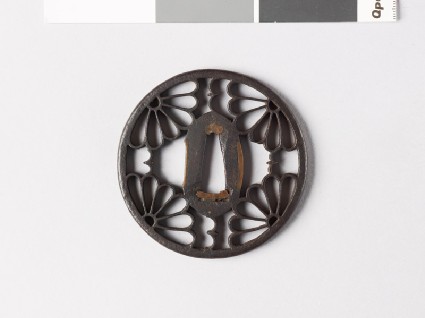 Round tsuba with karigane, or flying geese, and chrysanthemumsfront