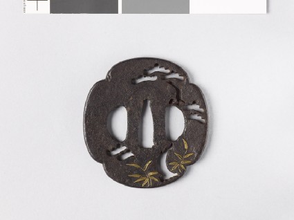 Mokkō-shaped tsuba with pine tree and bamboofront
