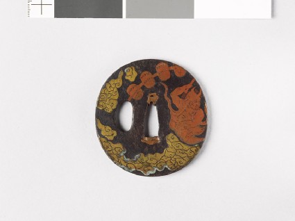 Round tsuba depicting Raiden, the god of thunderfront
