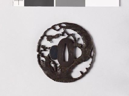 Tsuba with gnarled plum treefront
