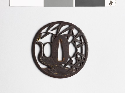 Tsuba with goose amongst susuki grassfront
