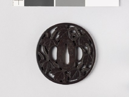 Tsuba with paulownia flowers and leavesfront