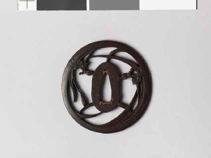 Lenticular tsuba with two iris plantsfront