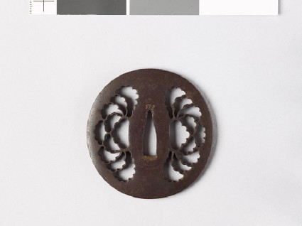 Lenticular tsuba with peony flowerfront