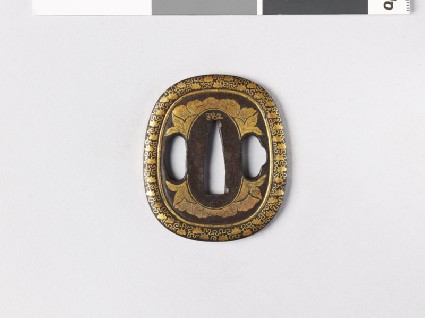 Tsuba with peony flower and leavesfront