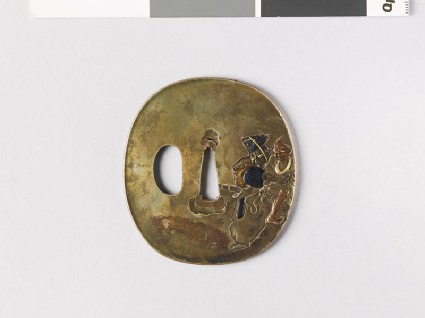 Tsuba depicting Taira no Tadamasa catching the oil thieffront