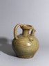 Greenware ewer with chicken head spout (oblique)