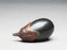 Netsuke in the form of an aubergine (oblique)