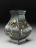 Square vase with flowers and figures (oblique)