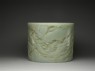 Jade brush pot with a mountain landscape (side)