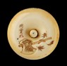 Manjū netsuke depicting Kintarō wrestling with a snake (back)