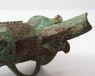 Ritual tripod wine vessel, or jue, with taotie mask pattern (oblique)